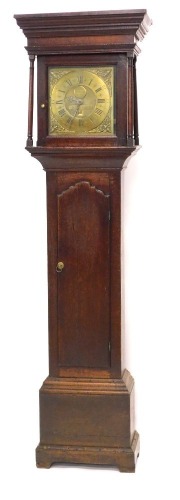 An 18thC longcase clock, the square brass dial named William Porthoule Penrith, also bearing name Elizabeth Bell and date 1751, thirty hour movement, in oak case, 198cm high.