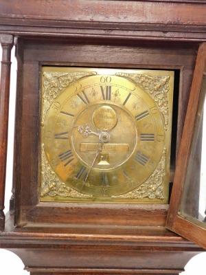 An 18thC longcase clock, the square brass dial named William Porthoule Penrith, also bearing name Elizabeth Bell and date 1751, thirty hour movement, in oak case, 198cm high. - 2