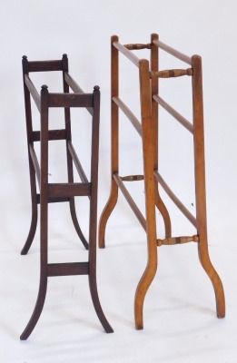 Two early 20thC mahogany towel rails, one with turned supports, both 66cm wide. - 2