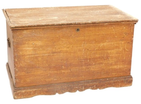 A Victorian scumbled pine blanket box, on a plinth, 55cm high, 94cm wide. Note: VAT is payable on the hammer price of this lot at 20%.