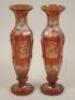 A pair of late 19thC Bohemian ruby flash vases