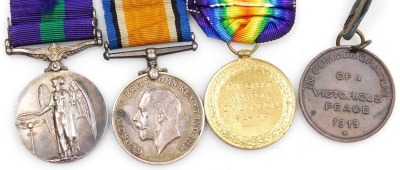 A WWI medal pair, comprising British War medal and Victory medal, inscribed to 24314 Pte. H Mullaney, Yorks and Lancs Rgt., bronze Peace medal 1919 and George V General Service medal with Iraq clasp, inscribed to 42684 Pte. J Mullaney, East Yorks Rgt., wi - 3