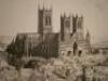 D Deighton (19th/20thC). Sunset Lincoln Cathedral