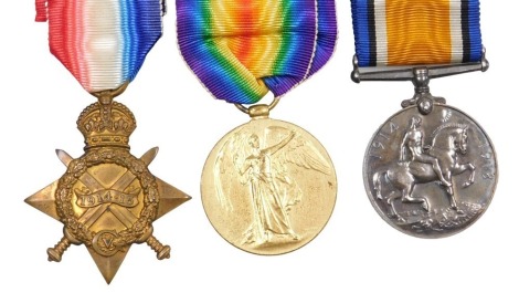 A WWI medal trio, comprising 1914-15 Star, 1914-18 British War medal and Victory medal, inscribed to 2850 Pte. H Crowther, East Yorkshire Rgt.