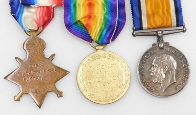 A WWI medal trio, comprising 1914-15 Star, 1914-18 British War medal and Victory medal, inscribed to 2850 Pte. H Crowther, East Yorkshire Rgt. - 2