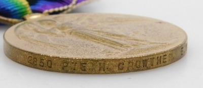 A WWI medal trio, comprising 1914-15 Star, 1914-18 British War medal and Victory medal, inscribed to 2850 Pte. H Crowther, East Yorkshire Rgt. - 3