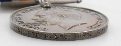 A WWI medal trio, comprising 1914-15 Star, 1914-18 British War medal and Victory medal, inscribed to 2850 Pte. H Crowther, East Yorkshire Rgt. - 4