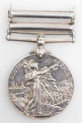 A King's South Africa medal, with two clasps for South Africa 1901 and 1902, inscribed to 2011 Pte. W Galbraith, Lincolnshire Rgt., lacking ribbon. - 2