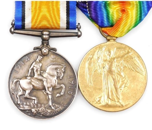 A WWI medal pair, comprising 1914-18 British War medal and Victory medal, inscribed to 322967 Spr. G Lindley, Royal Engineers.