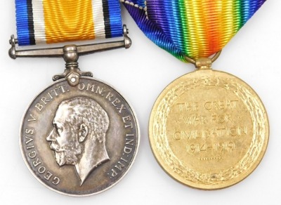 A WWI medal pair, comprising 1914-18 British War medal and Victory medal, inscribed to 322967 Spr. G Lindley, Royal Engineers. - 2