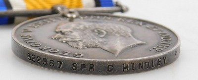 A WWI medal pair, comprising 1914-18 British War medal and Victory medal, inscribed to 322967 Spr. G Lindley, Royal Engineers. - 3