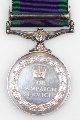 A Queen Elizabeth II General Service Campaign medal 1962-2007, inscribed to 23881313 Gnr. R J Stabler, Royal Artillery, with Borneo clasp. - 2