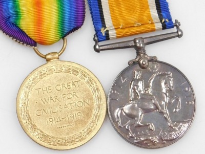 A WWI medal pair, comprising 1914-18 British War medal and Victory medal, inscribed to 47548 Pte. A M Bennett, Lancashire Fusiliers. - 2