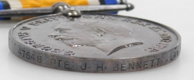 A WWI medal pair, comprising 1914-18 British War medal and Victory medal, inscribed to 47548 Pte. A M Bennett, Lancashire Fusiliers. - 4