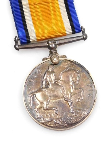 A WWI 1914-18 British War medal, inscribed to 55085 Pte. F Mawer, Manchester Rgt.