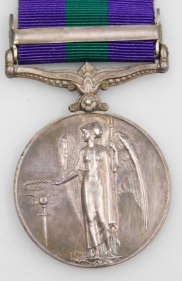 A WWI medal pair and later associated family medals, comprising 1914-18 British War medal and Victory medal, inscribed to 85536 Gnr. F Wilson, Royal Artillery, 1939-45 British War medal and Defence medal, and George VI General Service medal with South Eas - 9