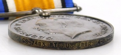 A WWI medal group, comprising 1914-18 British War medal, 1914-15 Star and Victory medal and French 1914-18 Croix de Guere, the British medals inscribed to GS-7403 Pte. J Spoor, 4th Dragoon Guards and Royal Navy and Army Boxing Association bronze medal, in - 5