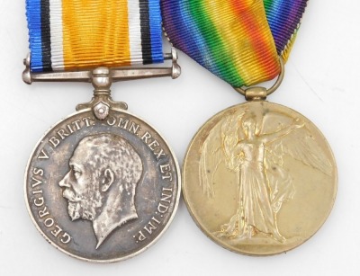 Two WWI bronze death plaques and a medal pair, the two plaques named to brothers John and William Peate, and the medal pair comprising British War medal and Victory medal to 10261 Pte. E Peate, Machine Gun Corps. - 2