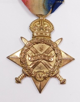 A WWI 1914-5 Star, inscribed to 14336 Pte. A Lichfield, Coldstream Guards, with facsimile documentation. - 2