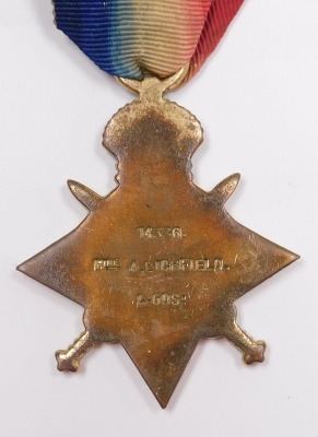 A WWI 1914-5 Star, inscribed to 14336 Pte. A Lichfield, Coldstream Guards, with facsimile documentation. - 3