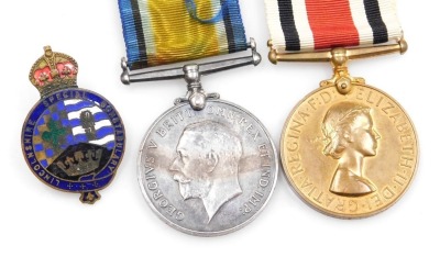 1914-18 British War medal and Special Constabulary medal, the War medal inscribed to 35202 Pte. H Dransfield, Leicestershire Rgt., and the Queen Elizabeth II Special Constabulary medal inscribed Horace Dransfield, and with Lincolnshire Special Constabular