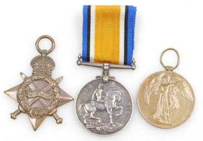 A WWI medal trio, comprising 1914-18 British War medal, 1914-15 Star and Victory medal, inscribed K17533 FH Phillips, L.Sto. Royal Navy with facsimile documentation. - 2