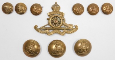 A Queen Elizabeth II General Service and Long Service and Good Conduct medal, General Service medal with Northern Ireland clasp, inscribed to 24224423 Gnr. MP Waude, Royal Artillery, with a set of Royal Artillery brass buttons and cap badge, and two braid - 8