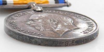 Two WWI medal pairs, both comprising 1914-18 British War medal and Victory medal, one pair inscribed to 3262 Pte. F Thomas, Monmouth Rgt., and the other pair to his brother 5495 AS GE Thomas, RAMC. - 8