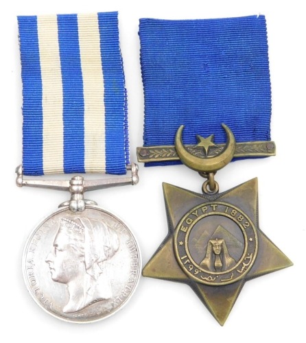 Egypt medal and Khedive's Star 1882, the Egypt medal inscribed to 2339 Lce. Sergt. D Tansey, 2nd Derry Rgt.