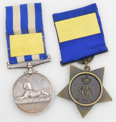 Egypt medal and Khedive's Star 1882, the Egypt medal inscribed to 2339 Lce. Sergt. D Tansey, 2nd Derry Rgt. - 2