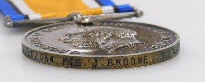 A WWI medal pair, comprising 1914-18 British War medal and Victory medal, inscribed to 202034 Pte. J Broome, Lancashire Rgt., both with replacement ribbons, and facsimile documentation. - 4