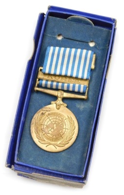 A United Nations Korea medal, with box.