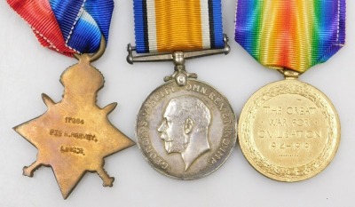 WWI medal trio, comprising 1914-18 British War medal, 1914-15 Star and Victory medal, inscribed to 17984 Pte R Harvey Lincolnshire Regiment (7th Bn), with postal envelope and Record Office letter, and with facsimile details and additional casualty detail - 3