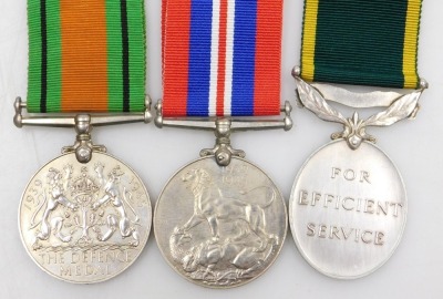 A WWII medal group, comprising 1939-45 British War medal, 1939-45 Star, Italy Star, Africa Star with 1st Army clasp, Defence medal and George VI Territorial Efficiency medal, with original box to 7600298 B Thackray REME. - 5