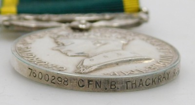 A WWII medal group, comprising 1939-45 British War medal, 1939-45 Star, Italy Star, Africa Star with 1st Army clasp, Defence medal and George VI Territorial Efficiency medal, with original box to 7600298 B Thackray REME. - 6