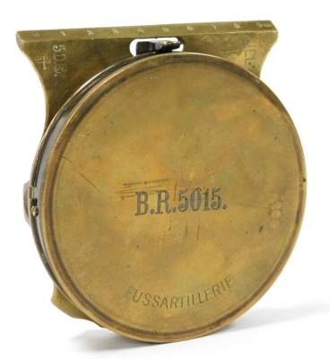 A WWI Imperial German brass fussartillerie aiming director compass, by Carl Zeiss, BR5015, number 6460, in brass case. - 5