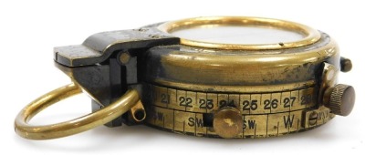 A WWI military brass compass, Verner's pattern, by Short & Mason Limited London, number 16202, 1916, in later leather case stamped M Harvey & Co Walsall 1938, with strap. - 4