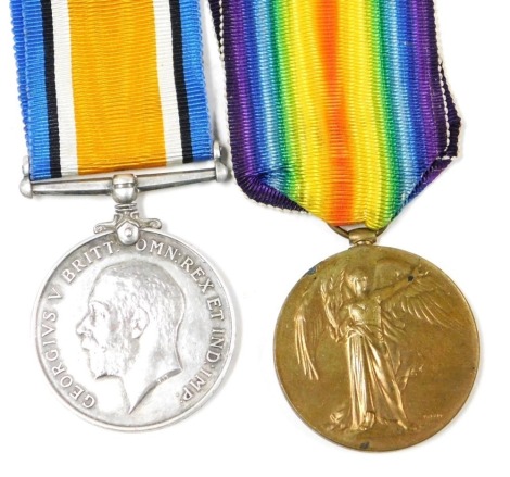 A WWI medal pair, comprising 1914-18 British War medal and Victory medal, inscribed to 67762 Bmbr GW Siflet RA.