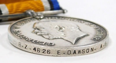 Four 1914-18 British War medals, inscribed to BZ 4626 E Dawson AB RNVR, M-351297 Pte AG Bayes ASC, 15106 Pte J McKenna R.Innis FUS, and 5736 WO CL 2 F Freebury SOM LI, and a 1914-15 Star (uninscribed). (5) - 4