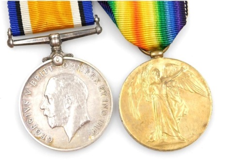 A WWI medal pair, comprising 1914-18 British War medal and Victory medal, inscribed to 116322 Dvr WE Scott RA (Royal Artillery).