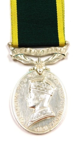 A George VI Territorial Efficiency medal, inscribed to 3055778 Gnr W Gay RA (Royal Artillery).