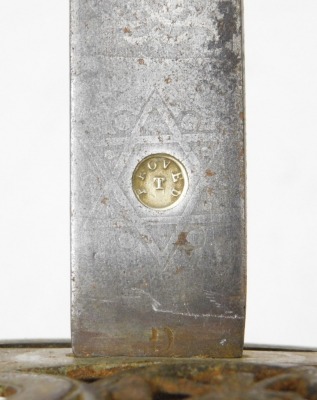 A George V British Army officers sword for the Durham Light Infantry, by J R Gaunt and Son Ltd of London, etched blade 82cm, inscribed J R Gaunt and Son Ltd, late Edward Thurkle, London and Birmingham, with basket guard, with Durham Light Infantry insigni - 5