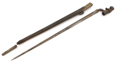 Three British 1876 pattern socket bayonets, two Martini Henry and one Enfield bayonet, each with War Department arrows and other marks, each with 54cm blades. - 8