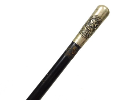 A swagger stick for the St John's Ambulance Association, ebonised, 70cm.