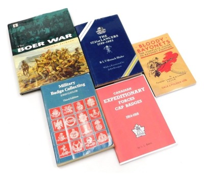 Various military interest books, including works on badge collecting, bayonets, The Boer War, etc, 5 volumes.