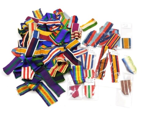 A collection of various medal ribbons.