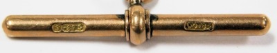 A 9ct rose gold graduated curb link Albert chain, with T bar, cornelian and bloodstone swivel fob as fitted, 35.3g. - 4