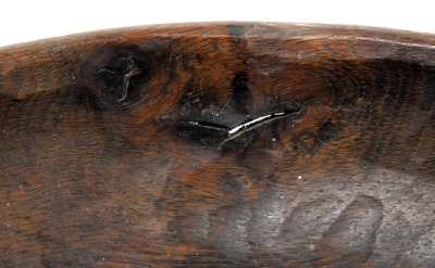 A Robert Thompson of Kilburn 'Mouseman' oak fruit bowl, carved to the side with a mouse, 24cm wide. - 3