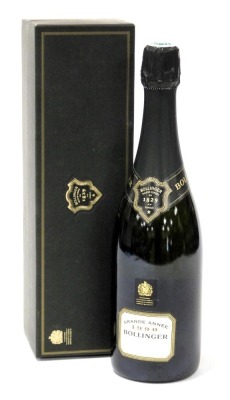 A bottle of Bollinger champagne 1990, Grande Année, 75cl, boxed.