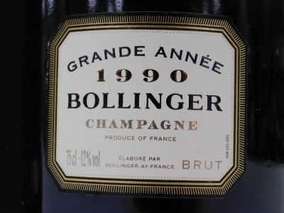 A bottle of Bollinger champagne 1990, Grande Année, 75cl, boxed. - 2